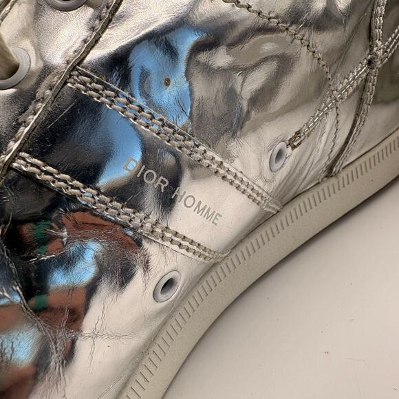 DIOR Metallic Low Top Sneakers Silver Sz 43.5/US 10.5 $510 - Picture 10 of 16